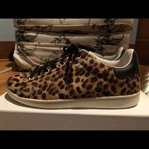 Isabel Marant leopard print calf hair sneakers